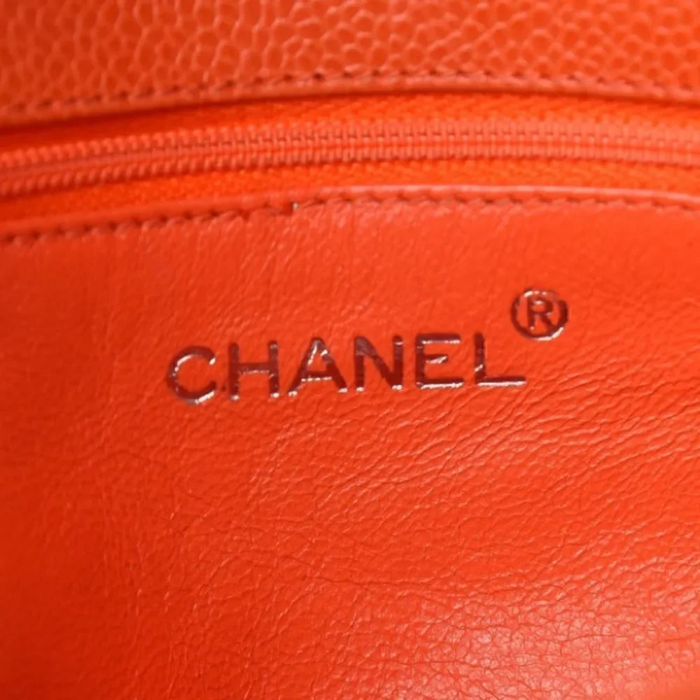 CHANEL Caviar Quilted Shoulder Bag Orange